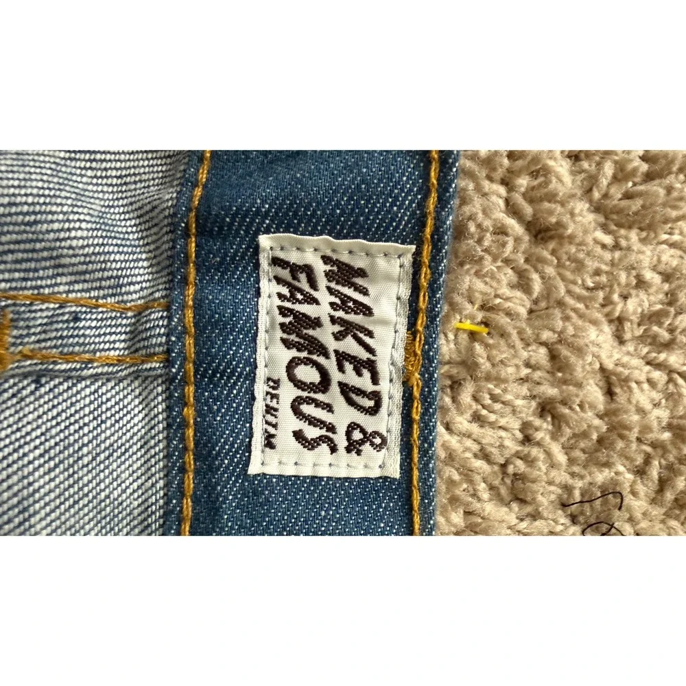 Naked & Famous SkinnyGuy Mid Blue Organic Denim Jeans Mens 31x35 Selvedge kk07